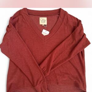 Chaser Women's V-Neck Sweater - Rust Red
